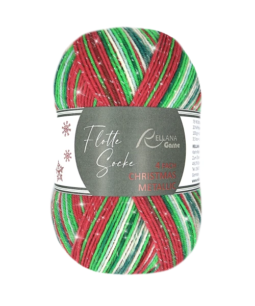Пряжа Rellana Flotte Socke 4f. Christmas Metallic