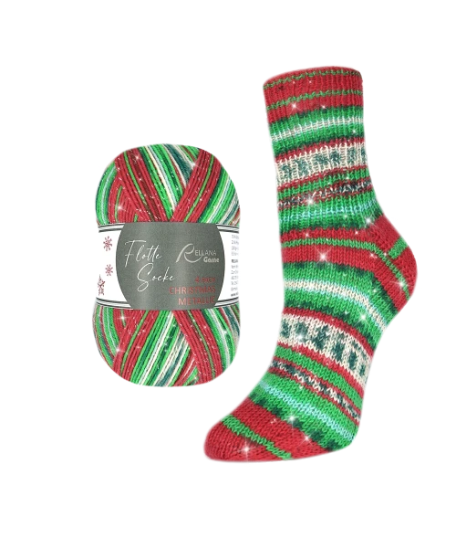 Пряжа Rellana Flotte Socke 4f. Christmas Metallic