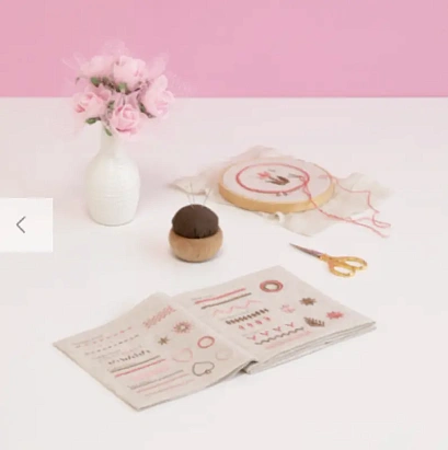 Набор для вышивания образцов – 15 базовых стежков – Розовый Tulip