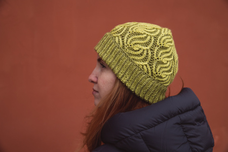 Шапка UNO, DOS, TRES (лимонный-оливковый) - купить на Hollywool.ru