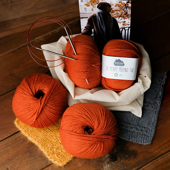 Набор для вязания "Шарф с кисточками" - хурма new