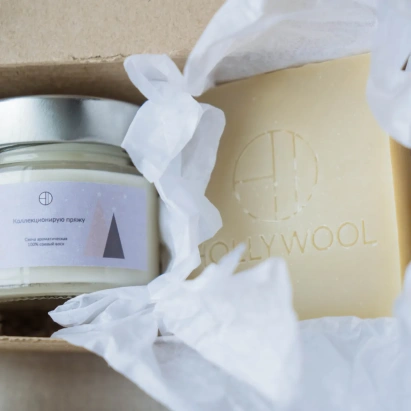 Подарочный набор Мыло с ланолином + Свеча - купить на Hollywool.ru