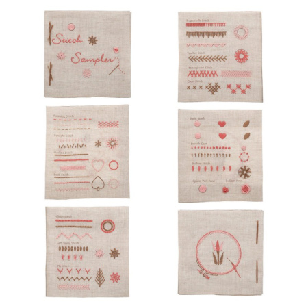 Набор для вышивания образцов – 15 базовых стежков – Розовый Tulip