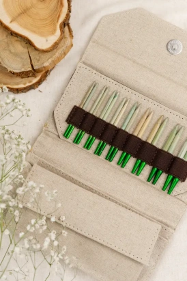 Набор укороченных съемных бамбуковых спиц 7 см 9 пар Grove Beige Lykke - купить на Hollywool.ru