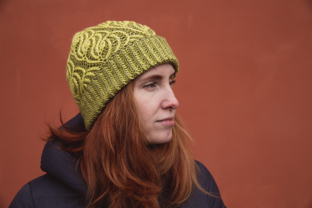 Шапка UNO, DOS, TRES (лимонный-оливковый) - купить на Hollywool.ru