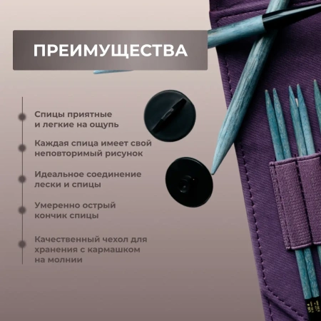 Набор укороченных съемных спиц 7 см 9 пар Indigo Violet Lykke - купить на Hollywool.ru