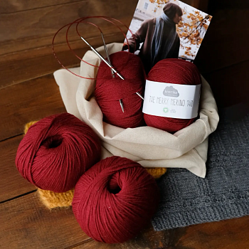 Набор для вязания "Шарф с кисточками"- бургунди