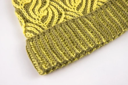 Шапка UNO, DOS, TRES (лимонный-оливковый) - купить на Hollywool.ru