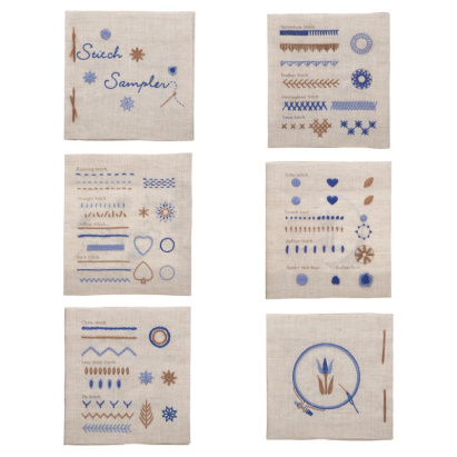 Набор для вышивания образцов – 15 базовых стежков – Синий Tulip