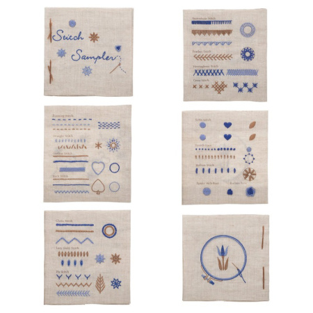 Набор для вышивания образцов – 15 базовых стежков – Синий Tulip