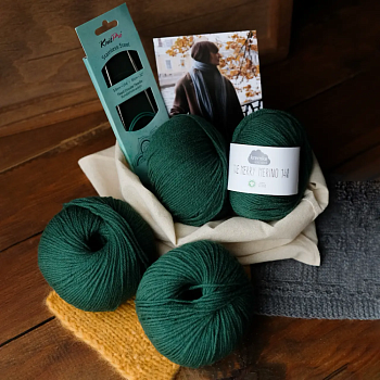 Набор для вязания "Шарф с кисточками" - малахит new