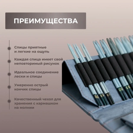 Набор съемных спиц 12 см 12 пар Indigo Lykke - купить на Hollywool.ru