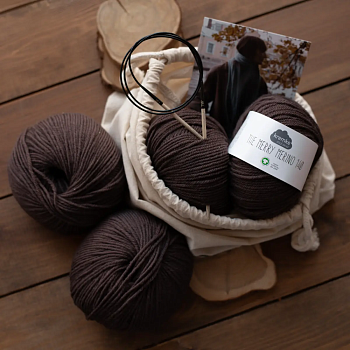 Набор для вязания "Шарф с кисточками" - шоколад